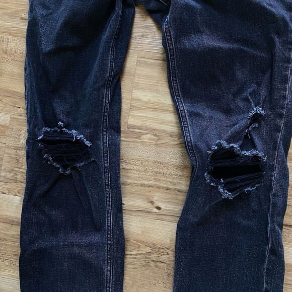 A&F 28 The Ankle Straight Ultra High Rise Black Distressed Curve Love Boho Jeans - Picture 14 of 16